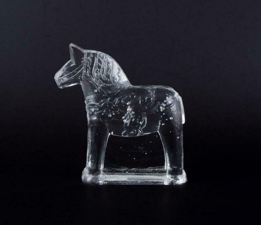 Swedish Glass Artist. Four Dala Horses In Clear Mouth Blown Art Glass. 1970s photo for sale