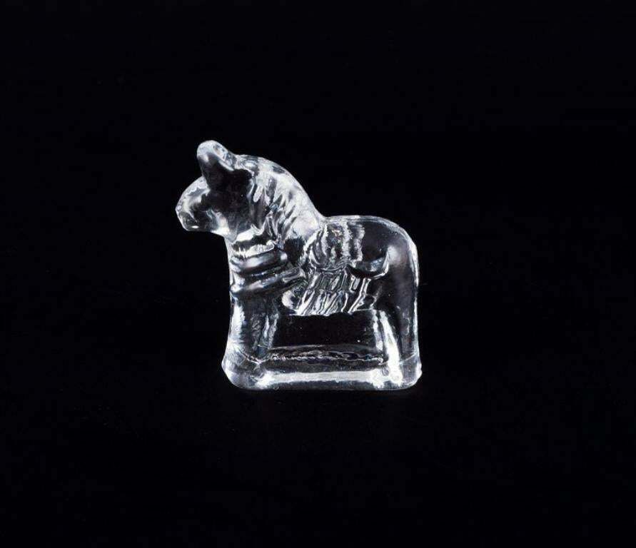 Swedish Glass Artist. Four Dala Horses In Clear Mouth Blown Art Glass. 1970s photo vinterior