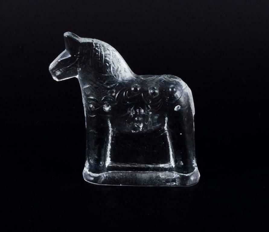 Swedish Glass Artist. Four Dala Horses In Clear Mouth Blown Art Glass. photo Art