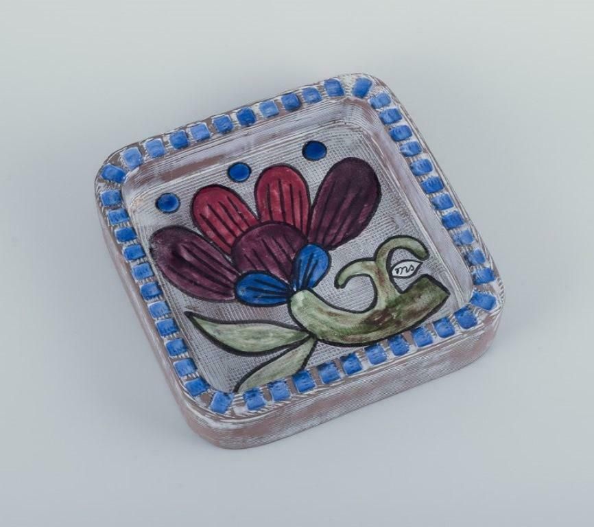 Mari Simmulson For Upsala Ekeby. Ceramic Bowl With Flower Motif. Ca 1960 photo furniture