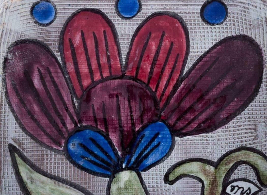 Mari Simmulson For Upsala Ekeby. Ceramic Bowl With Flower Motif. Ca 1960 photo 242.0