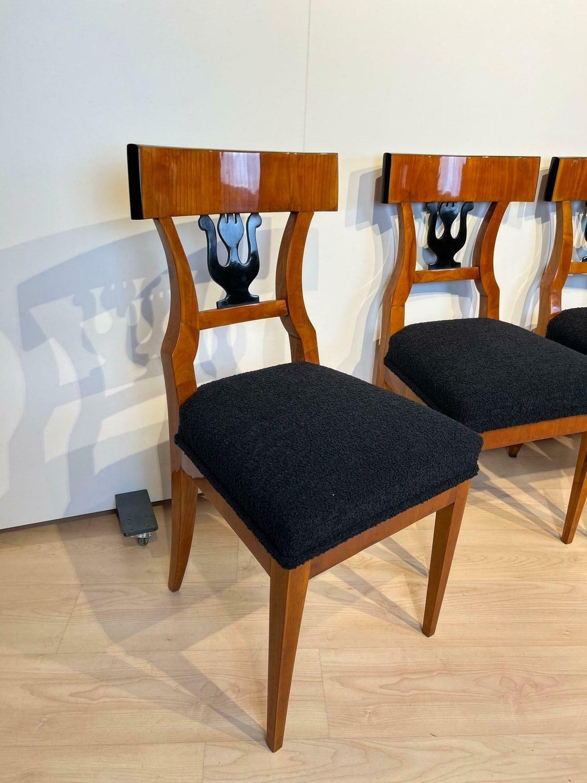 Set Of Four Biedermeier Chairs, Cherry Veneer, South Germany Circa 1830 photo 6169.68