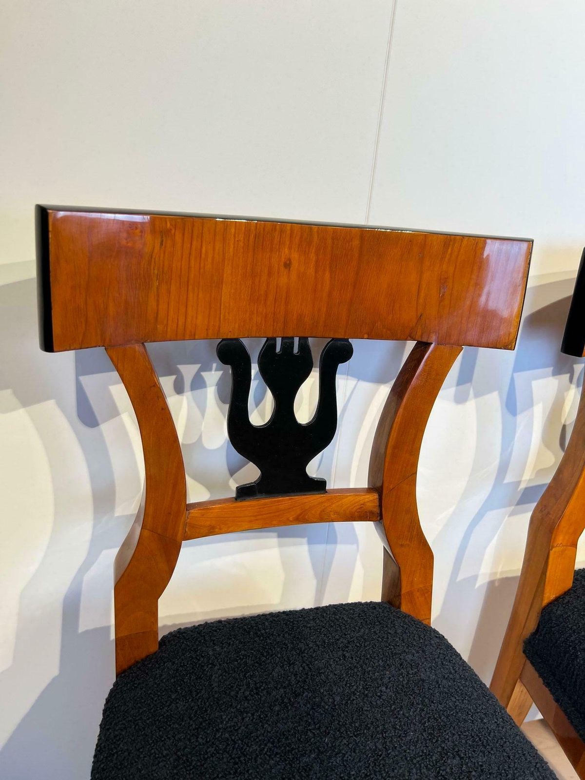 6169.68 Set Of Four Biedermeier Chairs, Cherry Veneer, South Germany Circa 1830 photo