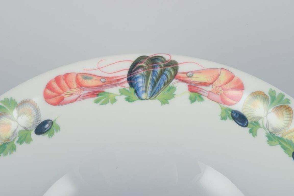 Pillivuyt, France. Large Porcelain Bowl With Seafood Motif. Approx. 1970s photo Home Decor
