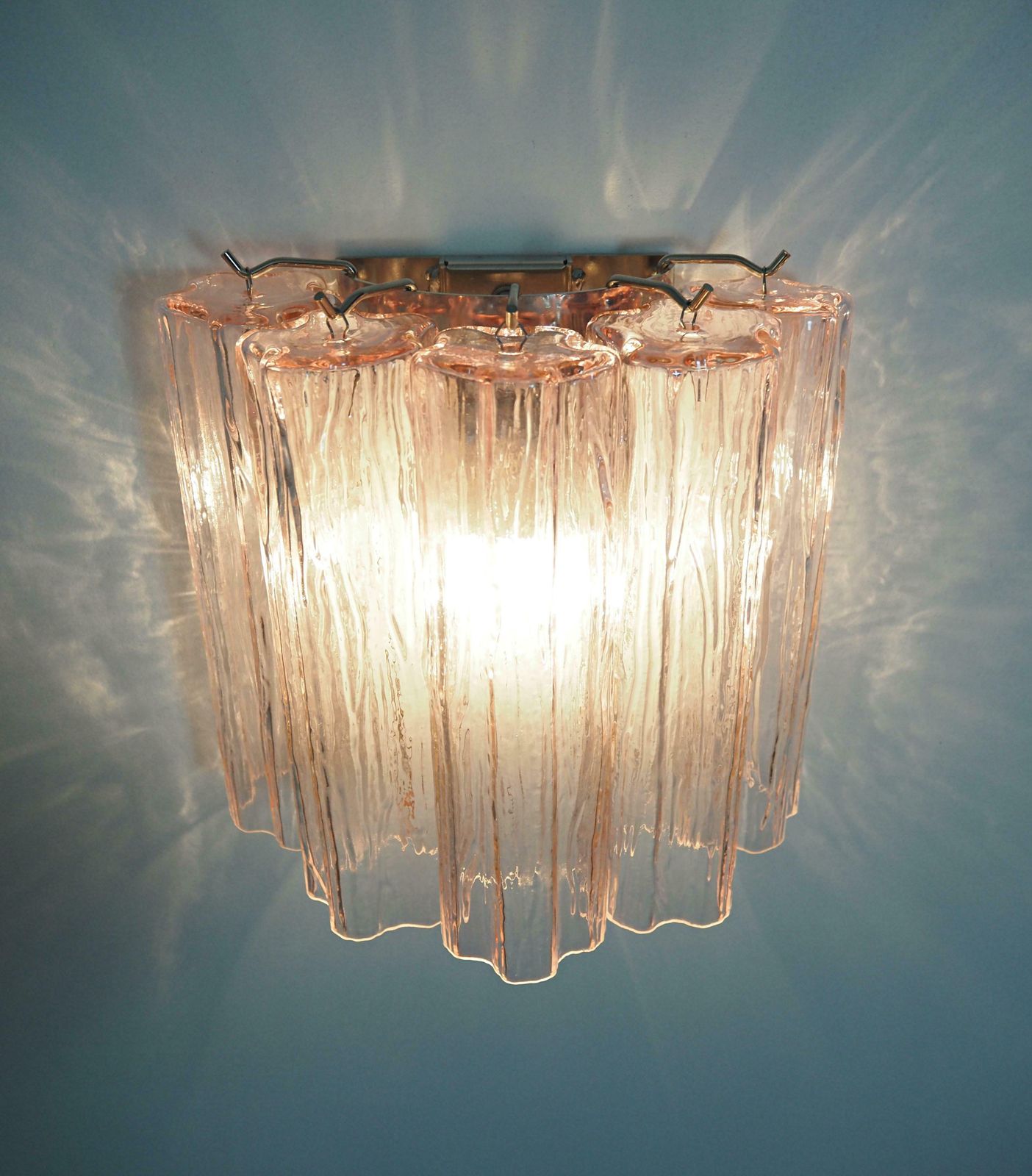 Midcentury Pair Of Pink Tronchi Sconces Murano photo 797.0