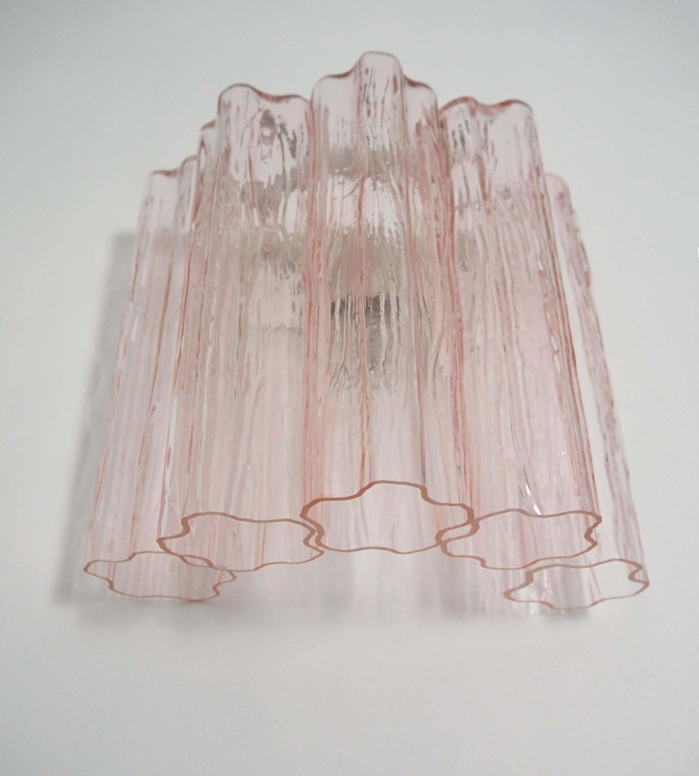 Lighting Midcentury Pair Of Pink Tronchi Sconces Murano photo