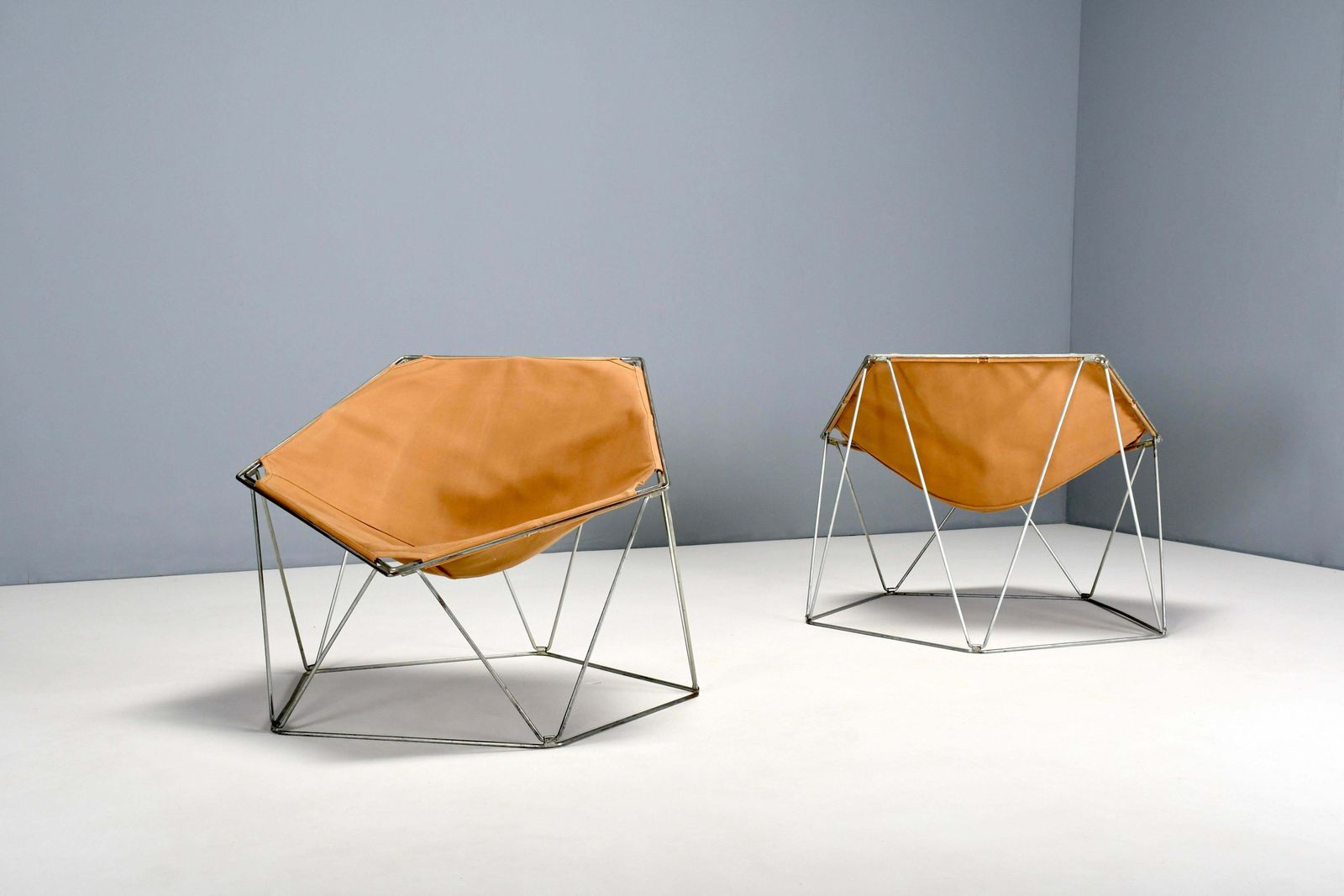 photo for sale Early Ocher Canvas Penta Chairs By Jean Paul Barray & Kim Moltzer For Bofinger