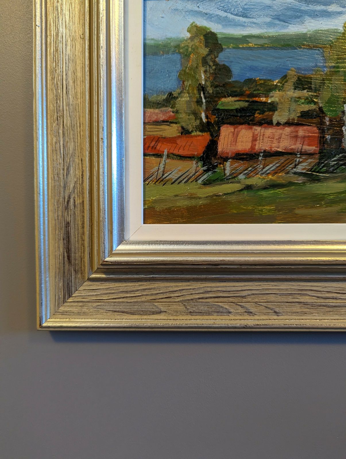 Red Houses In Nature Oil Painting photo vinterior