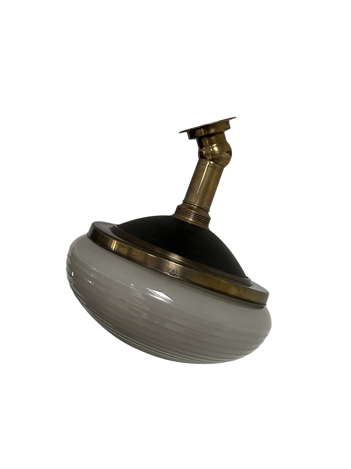 Antique German Photographic Brass Glass Carl Zeiss Ikon Jena Ceiling Wall Pendant Light Lamp By Adolf Meyer photo for sale