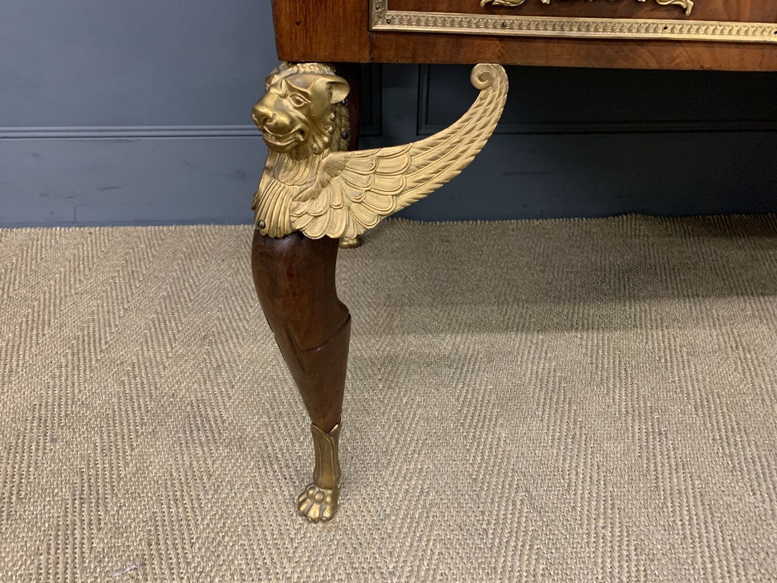 19750.0 Large 19th Century French Empire Style Flame Mahogany Cylinder Desk photo