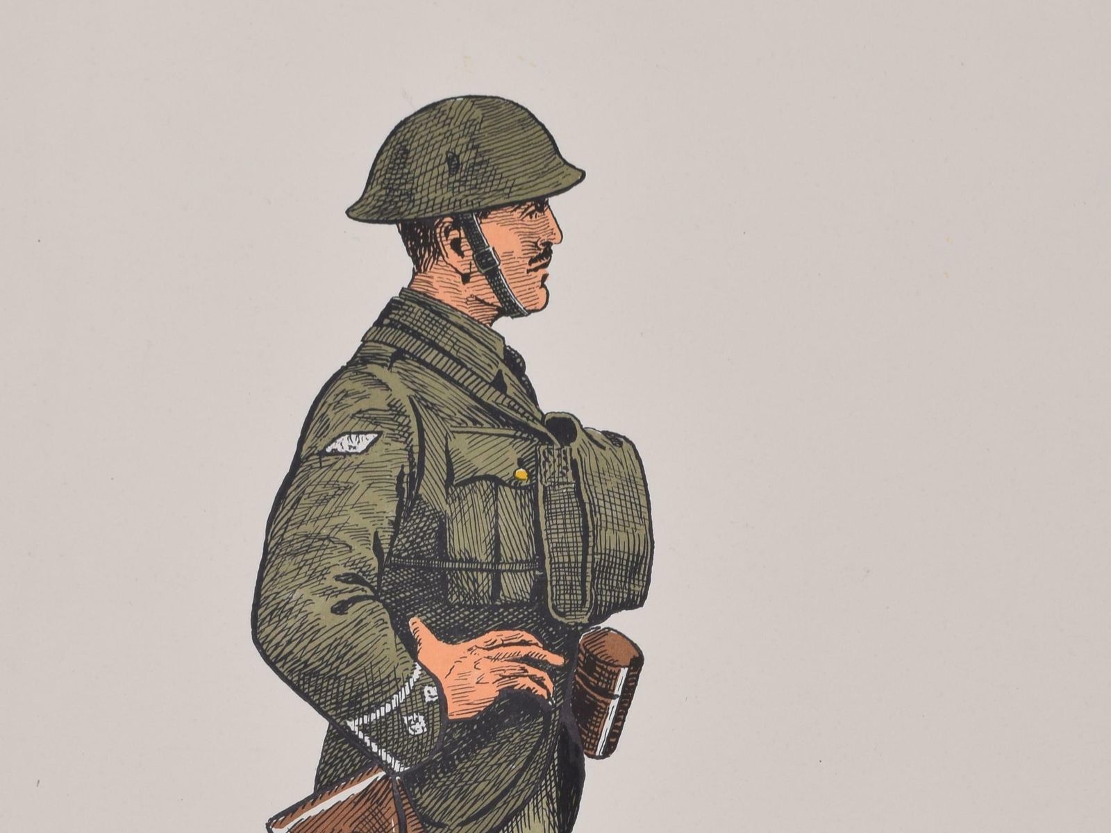 Royal Tank Corps Captain Institute Of Army Education Ww1 Uniform Lithograph photo furniture