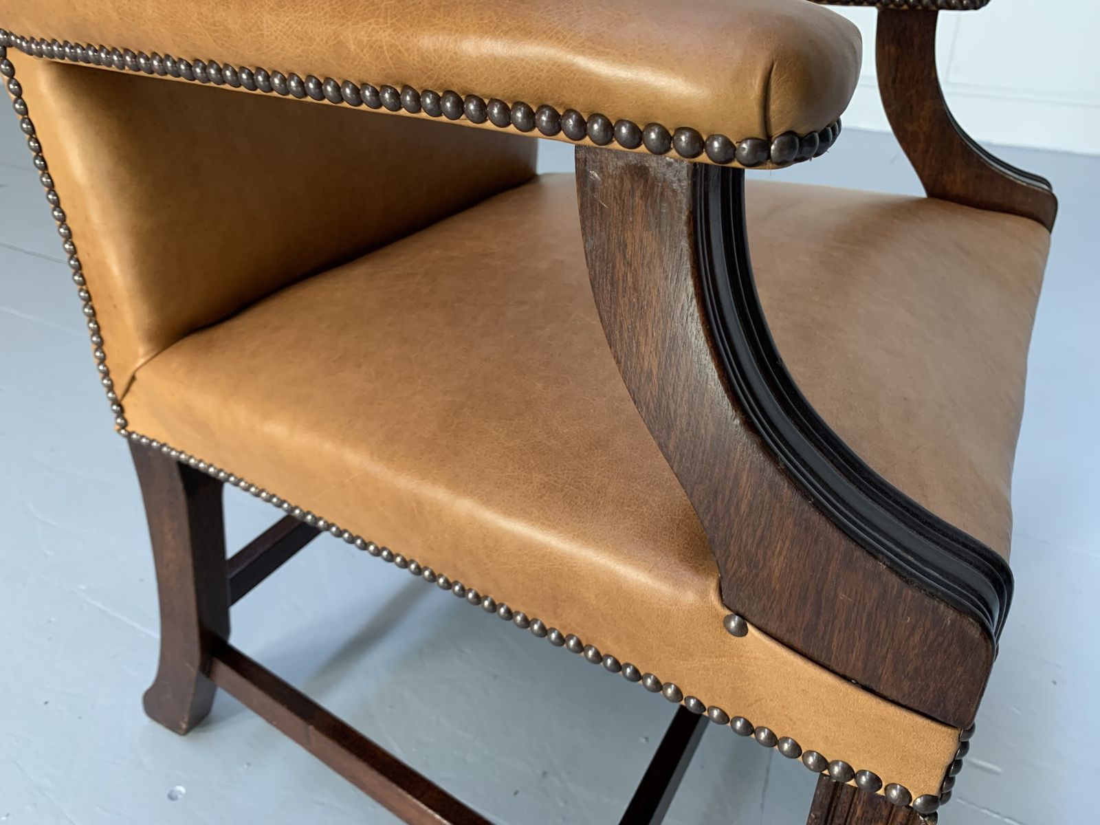 photo for sale George Smith “Gainsborough” Unbuttoned Carver Armchair – In Tan Brown Leather