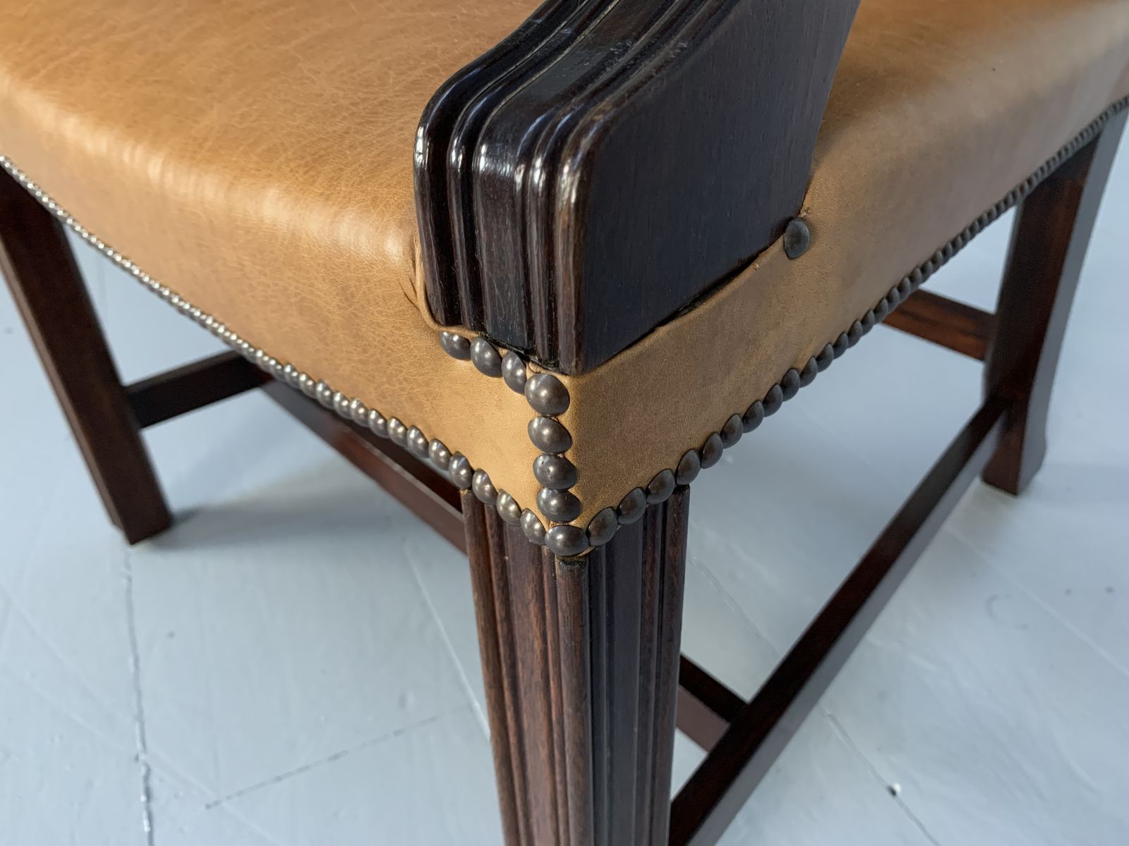 Furniture George Smith “Gainsborough” Unbuttoned Carver Armchair – In Tan Brown Leather photo
