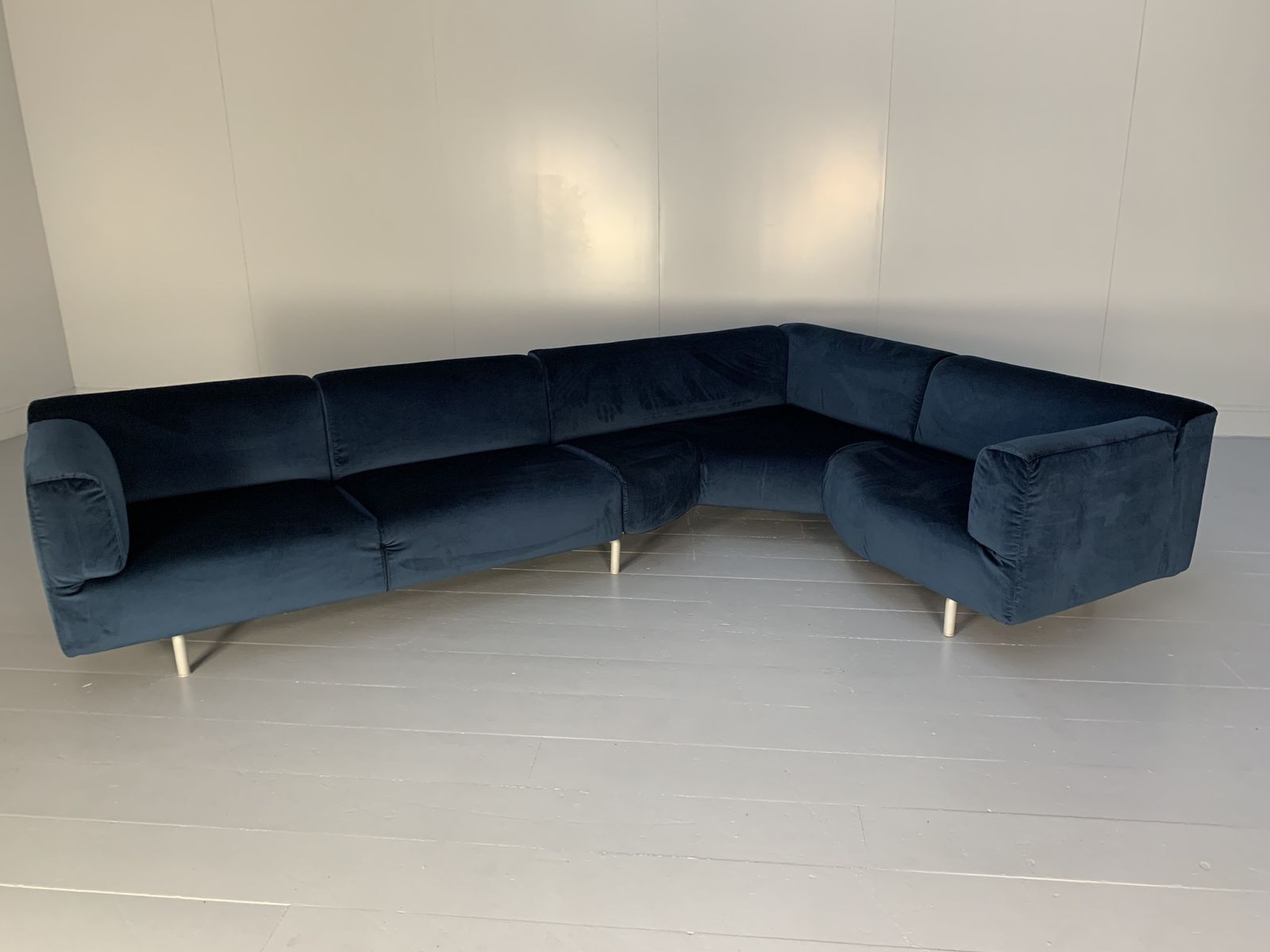 Cassina “250 Met” L Shape Sectional Sofa – In Navy Blue Velvet photo for sale