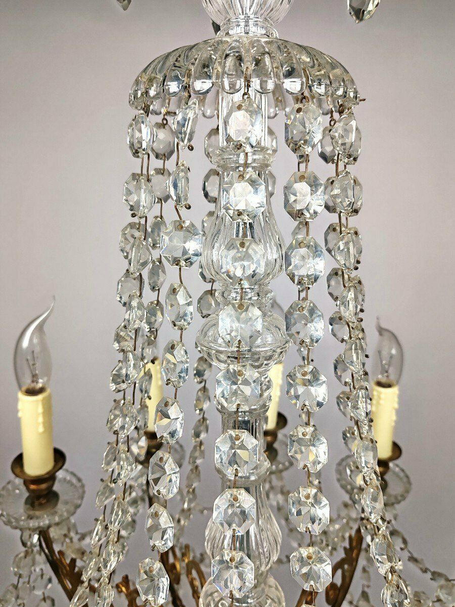 12 Light Chandelier, Glass And Crystal photo for sale