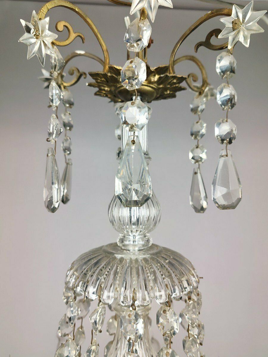 12 Light Chandelier, Glass And Crystal photo vintage