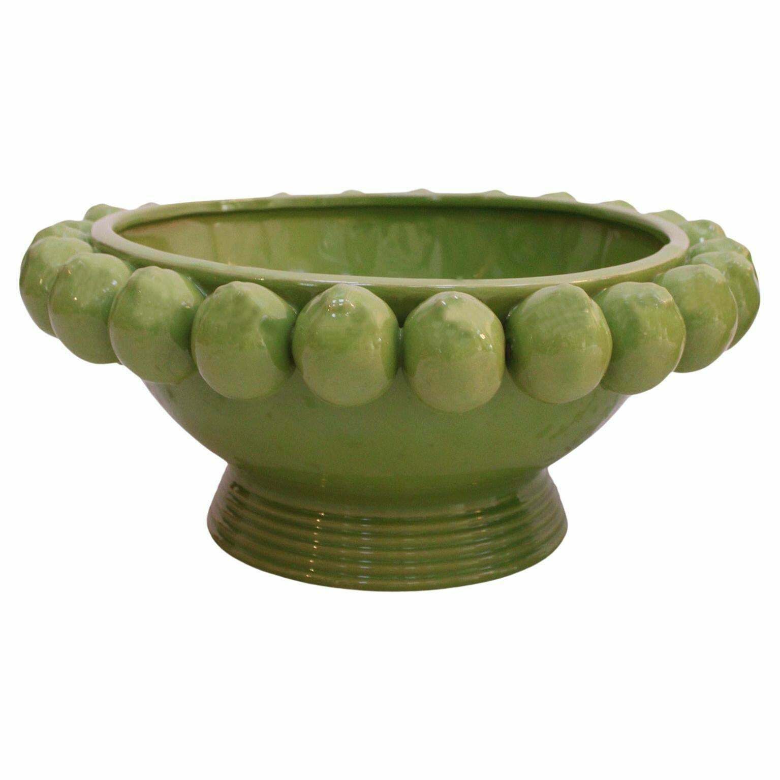 Contemporary Italian Ceramic Vase With Fruit Motifs