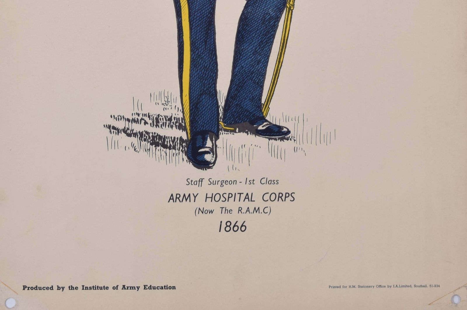 9th Queen's Royal Lancers Officer Institute Of Army Education Uniform Lithograph photo Art