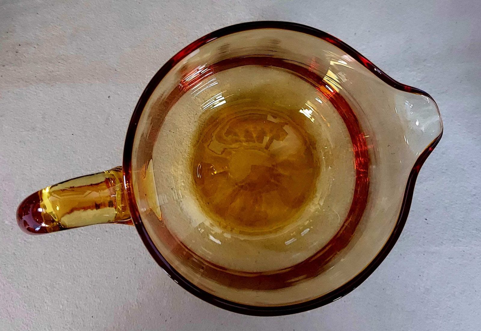 photo for sale Vintage Whitefriars Crystal Amber Glass Pitcher Set With Four Glasses, 1960's