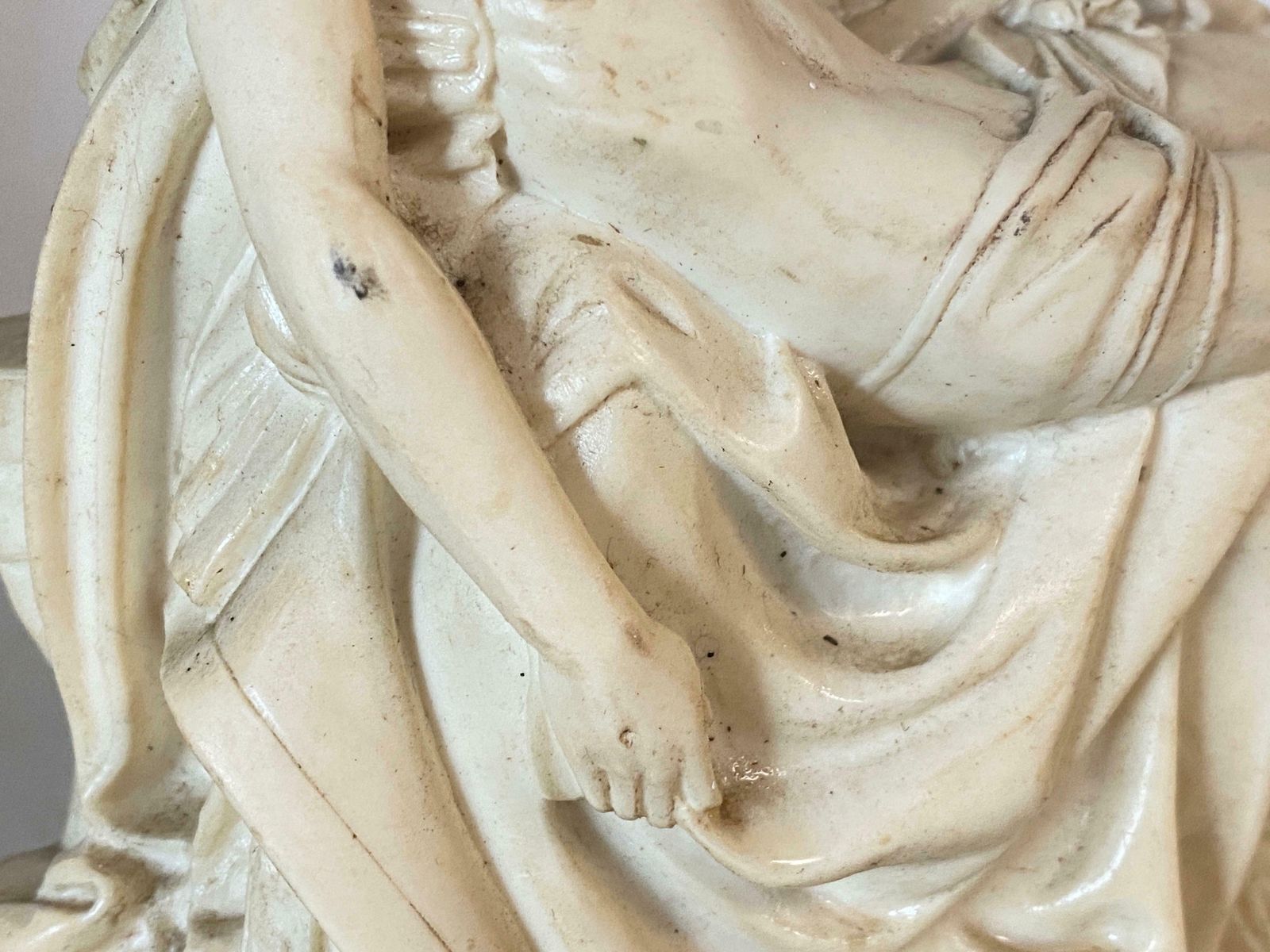 Resin Sculpture Representing La Pieta, White And Black Color France 20th Century photo vintage