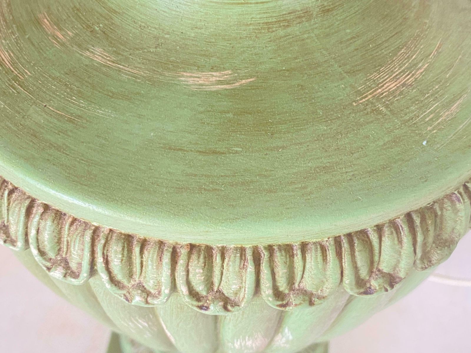 Table Lamp In Old Patinated Ceramic Green Color France 1970 Signed Lancel Paris photo Lighting