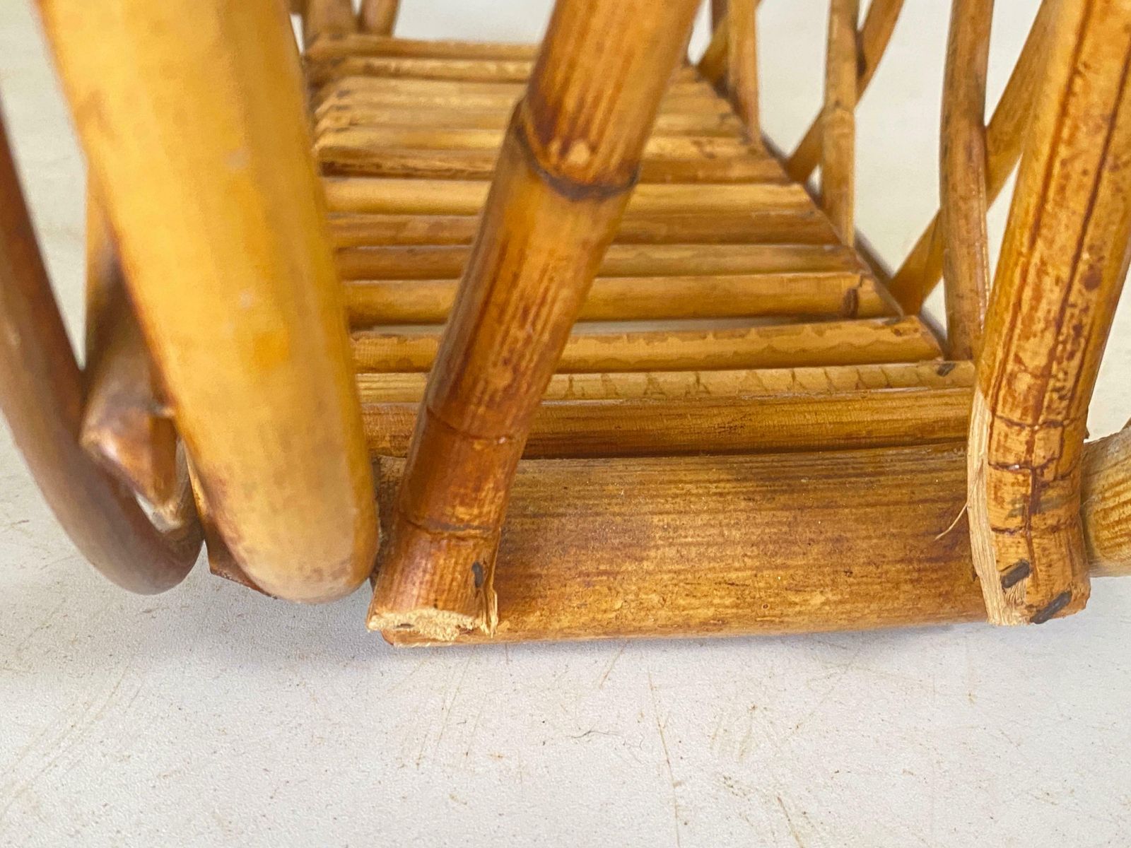1960s Italian Vintage Mid Century Modern Natural Rattan Wicker Magazine Holder photo 370.0