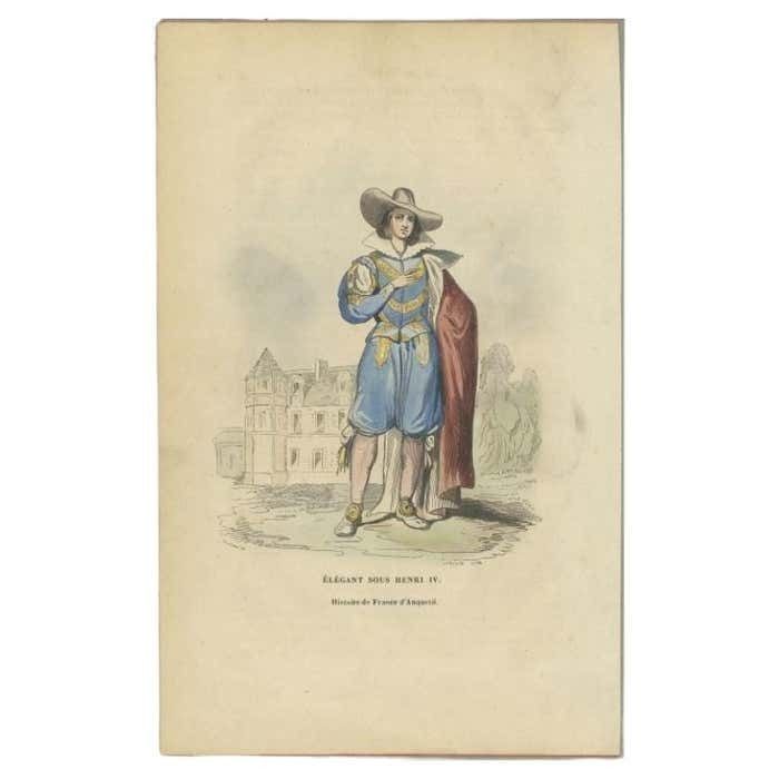 Antique Print Of A Man Under The Reign Of Henry IV, C.1860