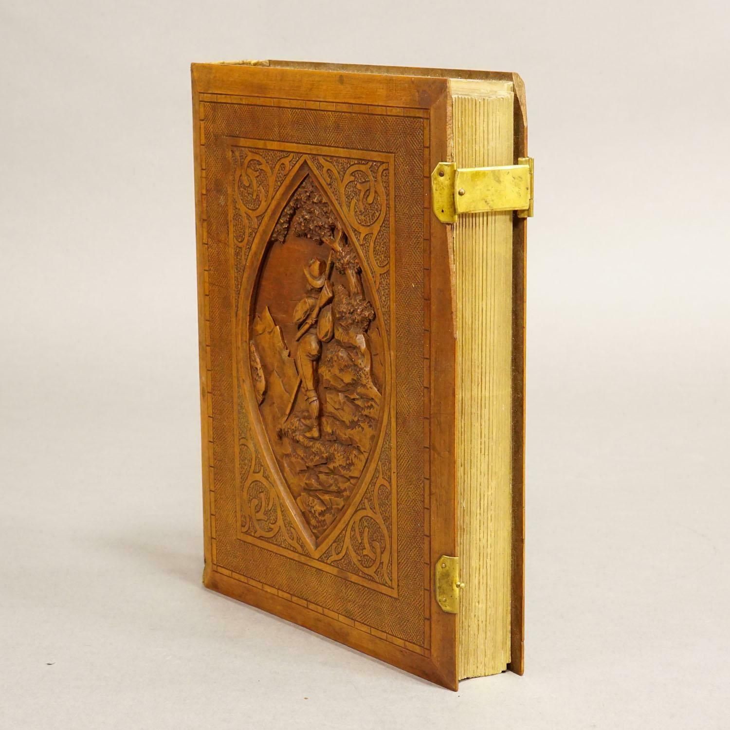 Large Antique Photo Album With Wooden Carved Cover, Brienz Ca. 1900 photo Home Decor