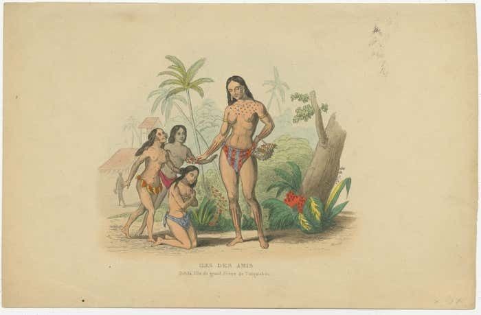 Antique Print Of Ouhila, Daughter Of The Priest Of Tongatapu photo furniture