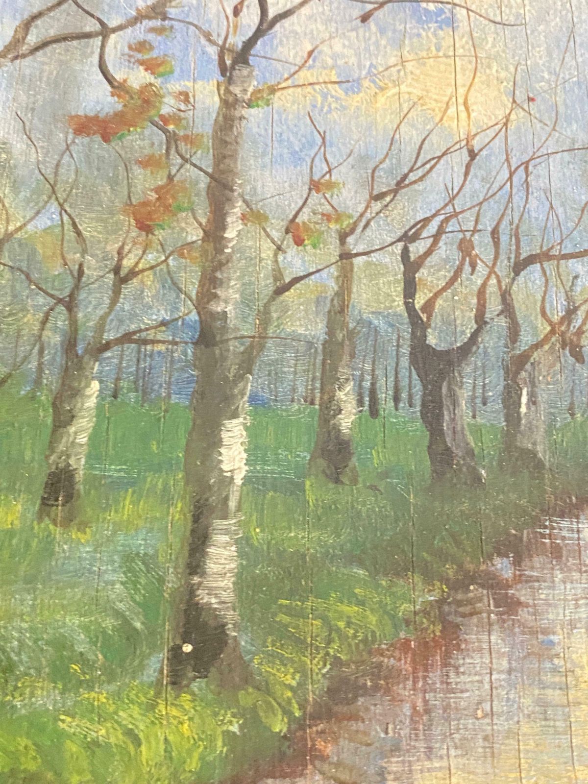 Original Oil Painting Representing A River And Trees Fance Early 20th Century photo buy