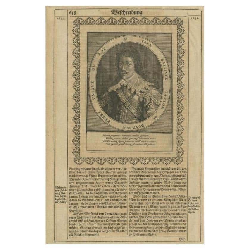 Antique Portrait Of Gaston Duke Of Orléans, C.1660