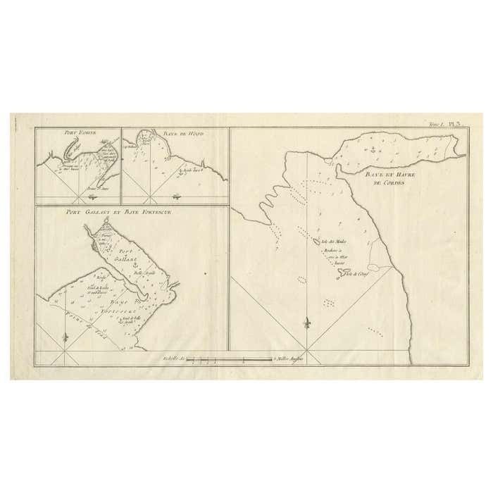 Antique Map Of Cordes Bay, Port Famine, Woods Bay And Surroundings