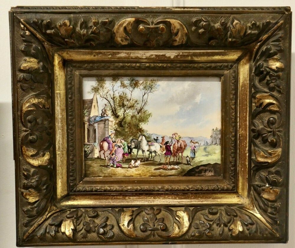 A Pair Of French Porcelain Ceramic Plaques Painted By P W photo furniture