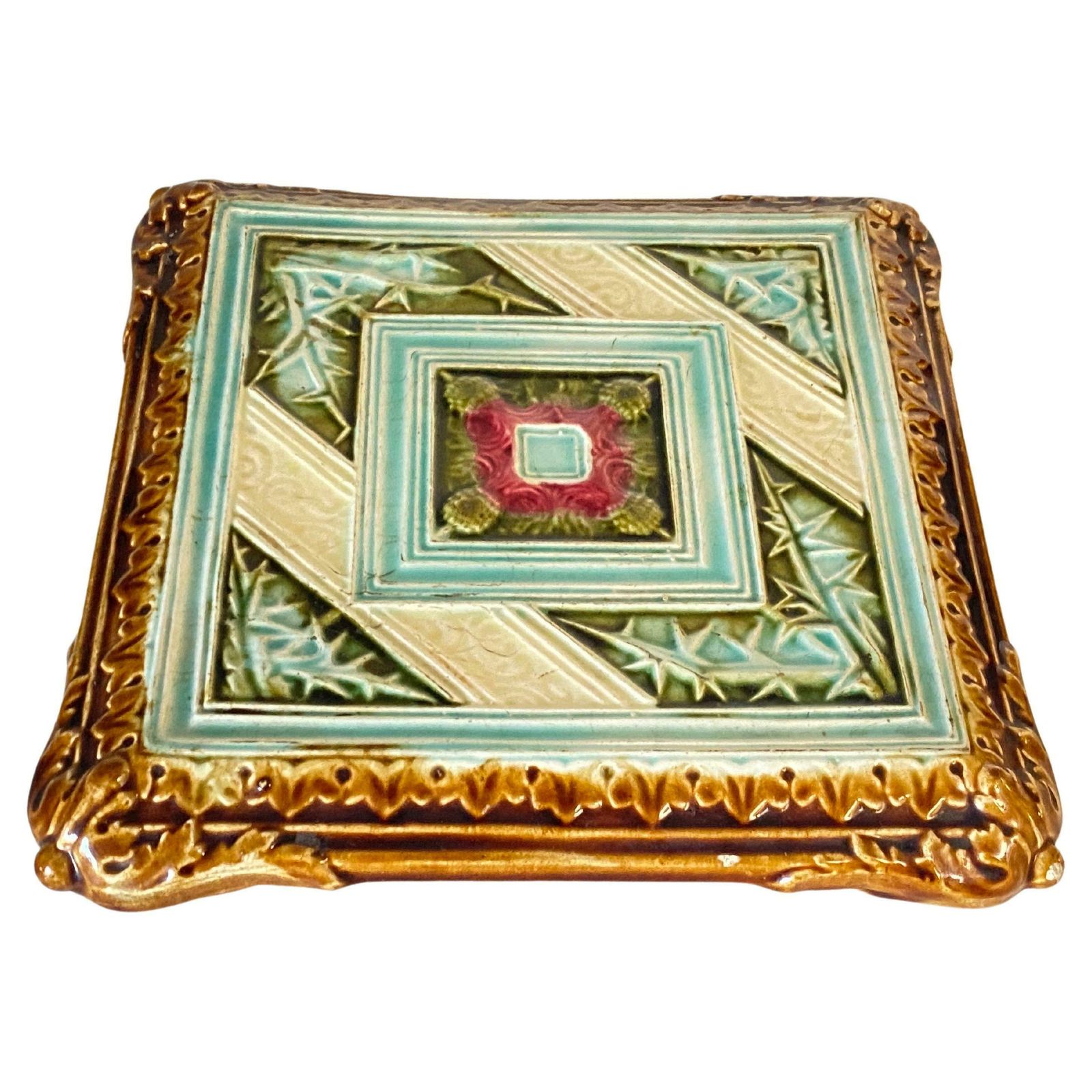 Ceramic Center Table Or Trivet By Jg Givet Art Nouveau Circa 1920