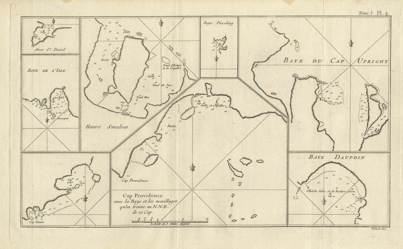 Antique Map Of Cap Providence, St. David's Cove And Surroundings photo for sale