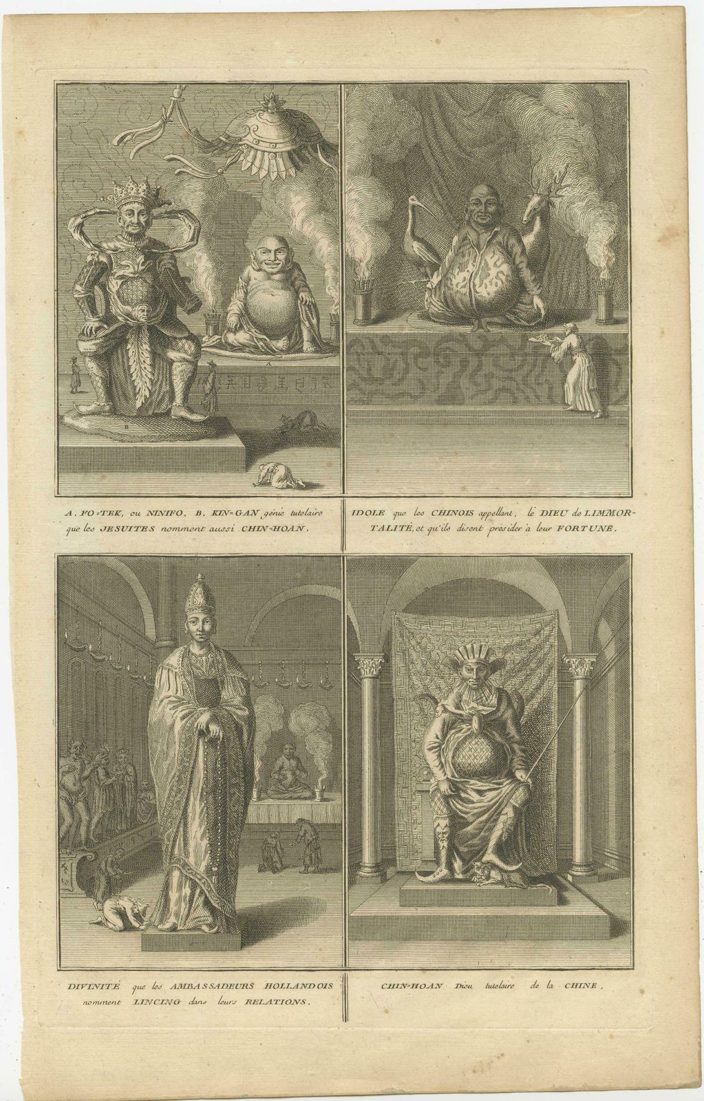 Antique Print Of Fo Tek King Gan And Other Chinese Deities photo furniture