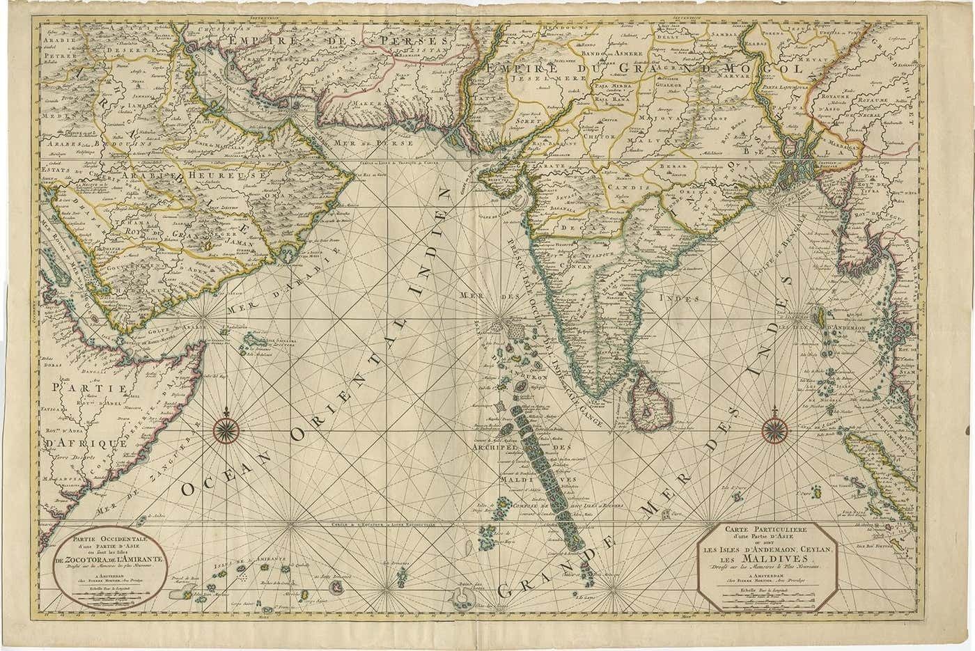 Antique Map Of Southern Asia With India, The Maldives, Ceylon And Arabia, C.1700 photo furniture