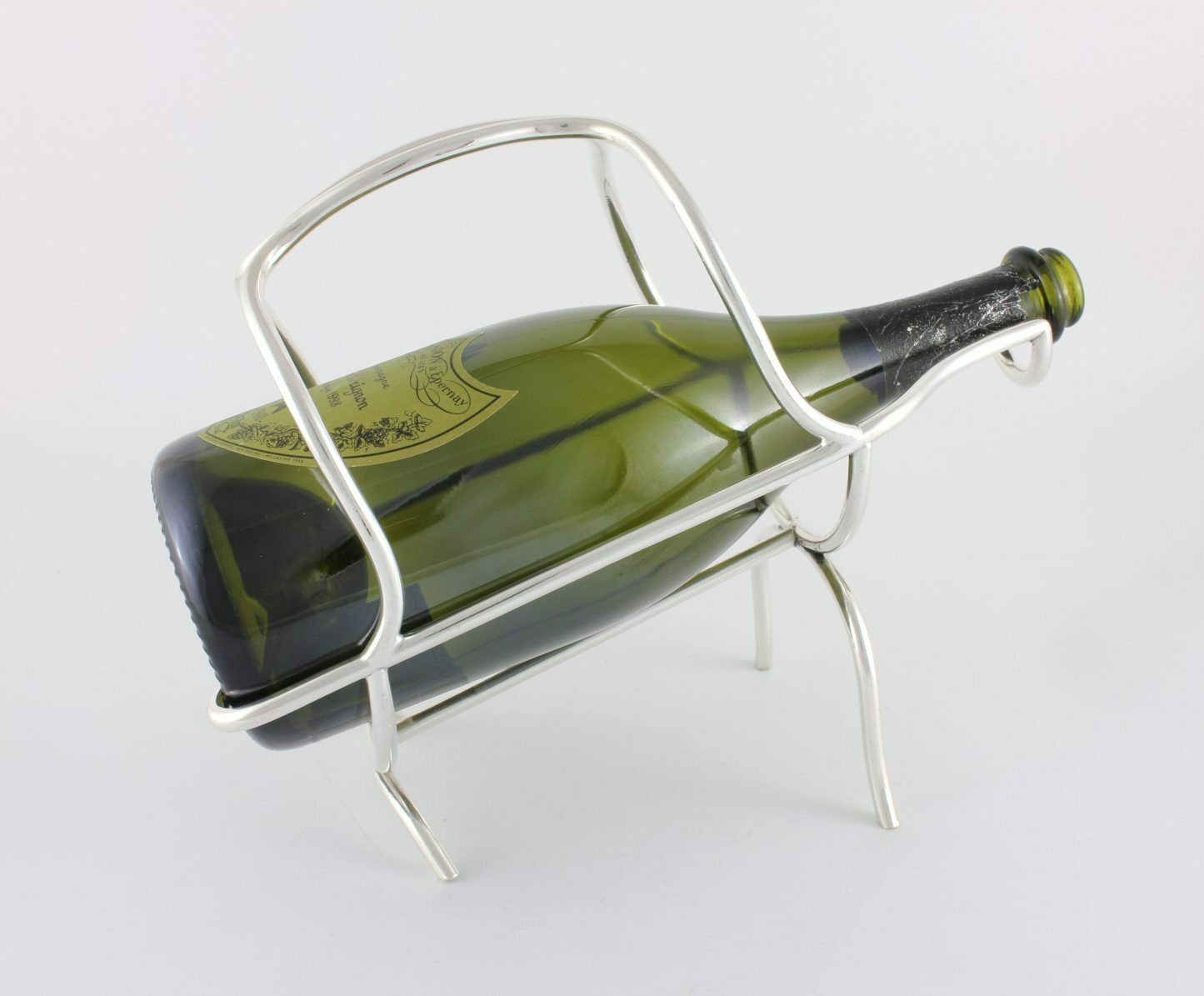 photo furniture Silver Plate Champagne Bottle Cradle. French Wine Pourer Saglier Freres.