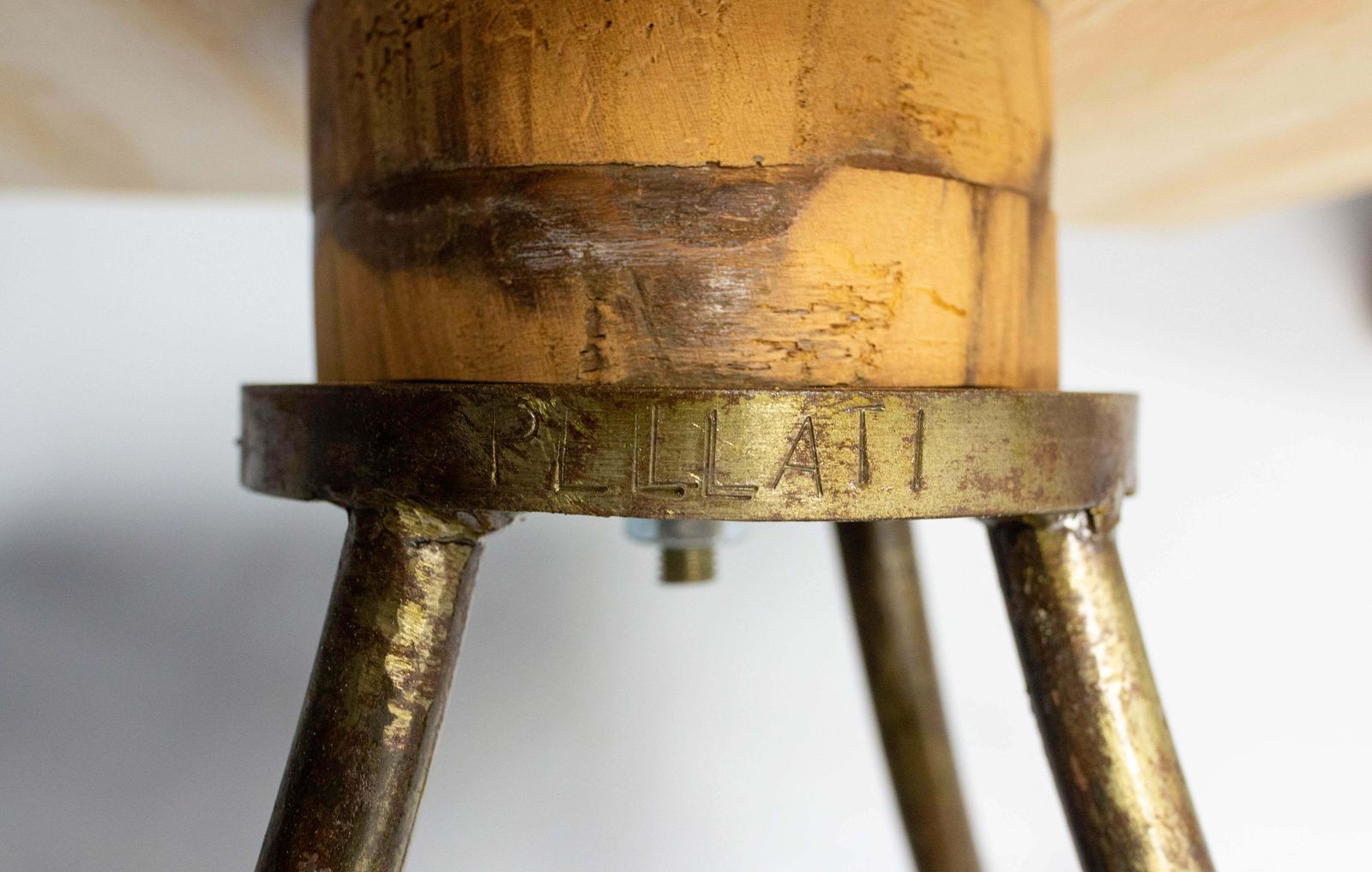 French Travertine Top & Wrought Iron Signed Coffee Table, Circa 1960 photo buy