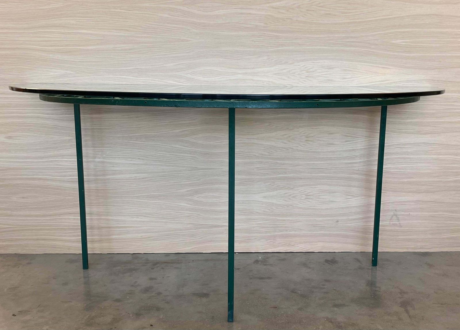 Console demi-lune espagnole en fer forgé vert, XIXe siècle photo vinterior
