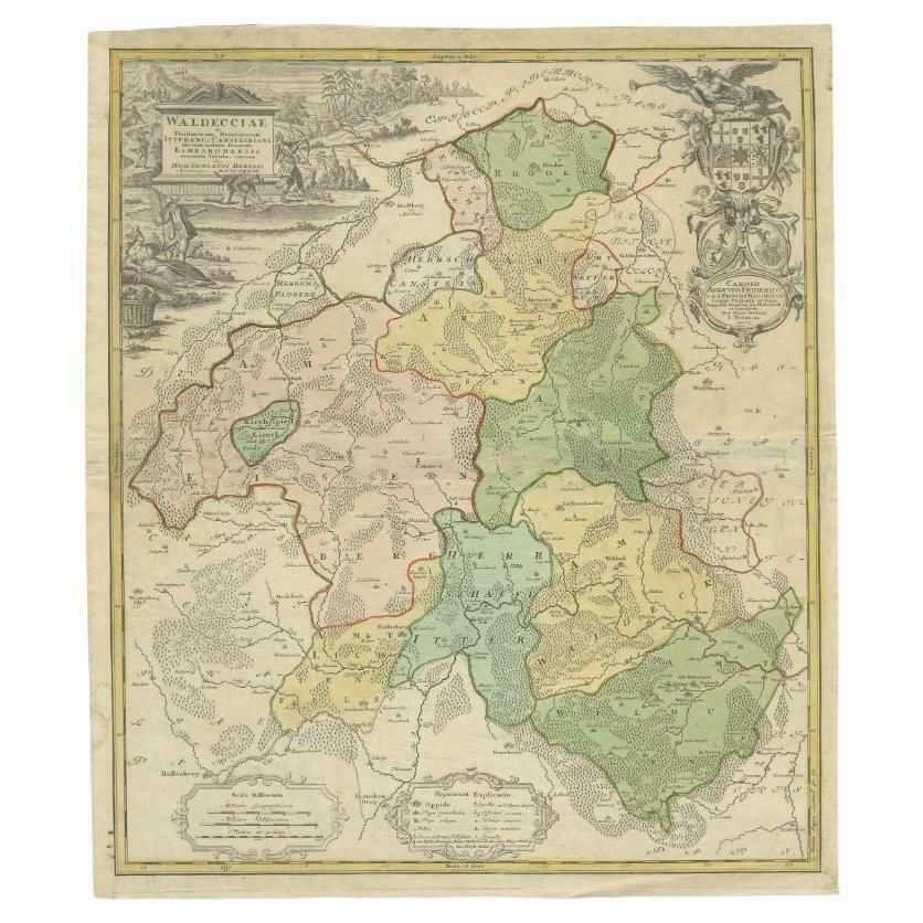 Antique Map Of The Waldeck Region Of Germany By Homann Heirs, Circa 1733