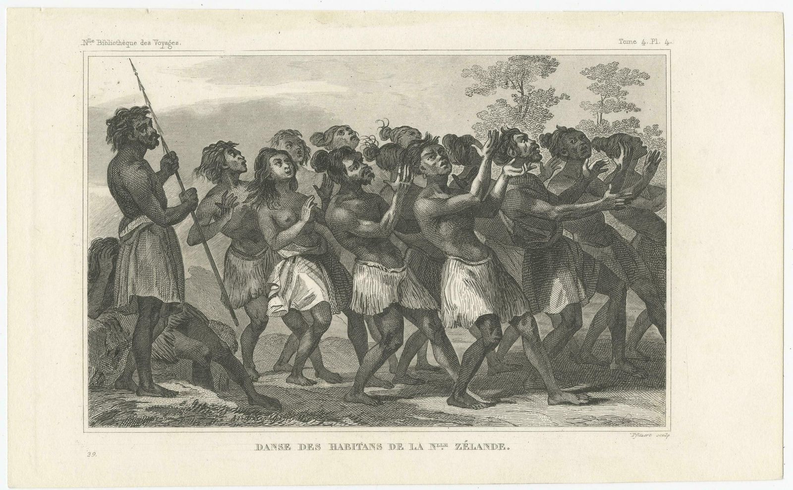 Antique Print Of Dancing Inhabitants Of New Zealand photo furniture