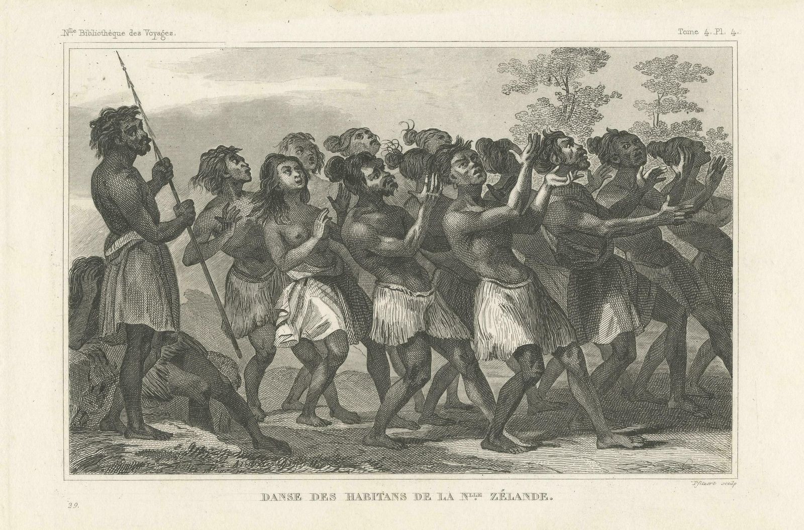 Antique Print Of Dancing Inhabitants Of New Zealand photo for sale