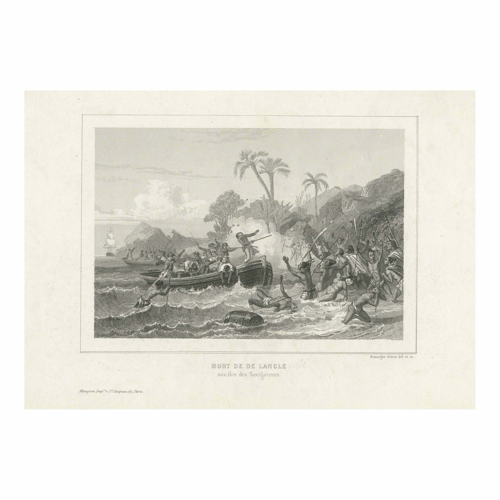 Antique Print Of The Massacre Of Paul Fleuriot De Langle, Samoa