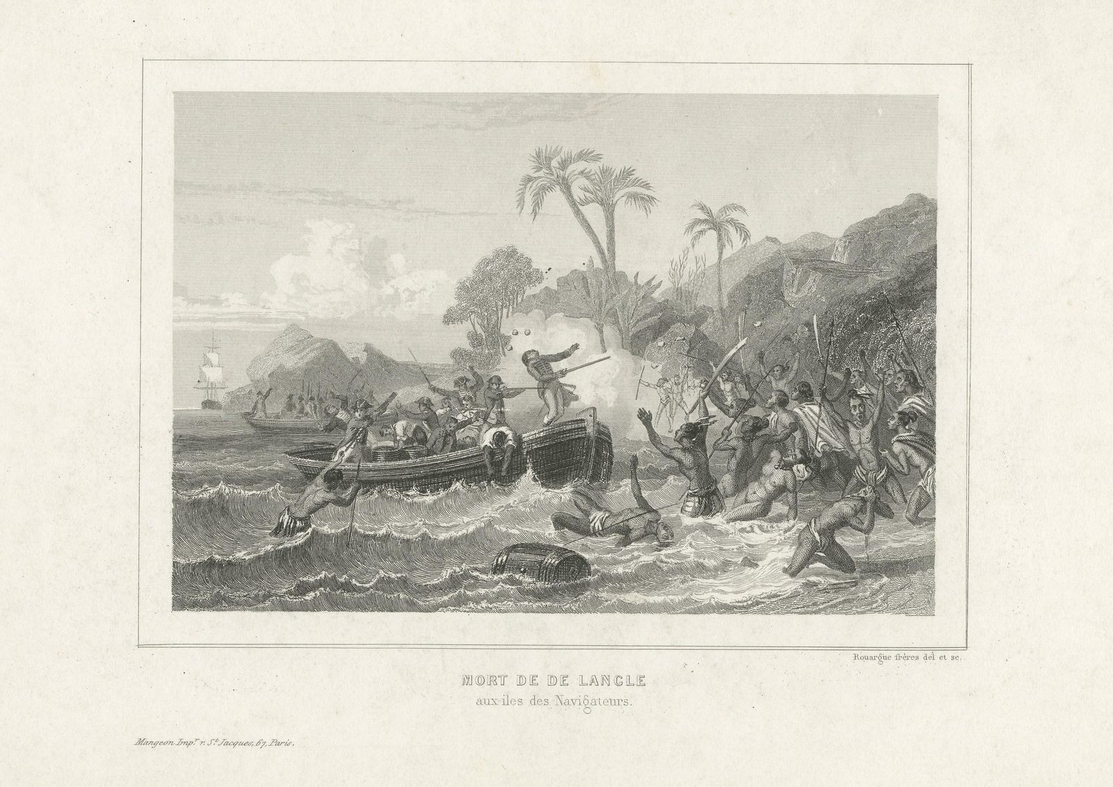 Antique Print Of The Massacre Of Paul Fleuriot De Langle, Samoa photo for sale