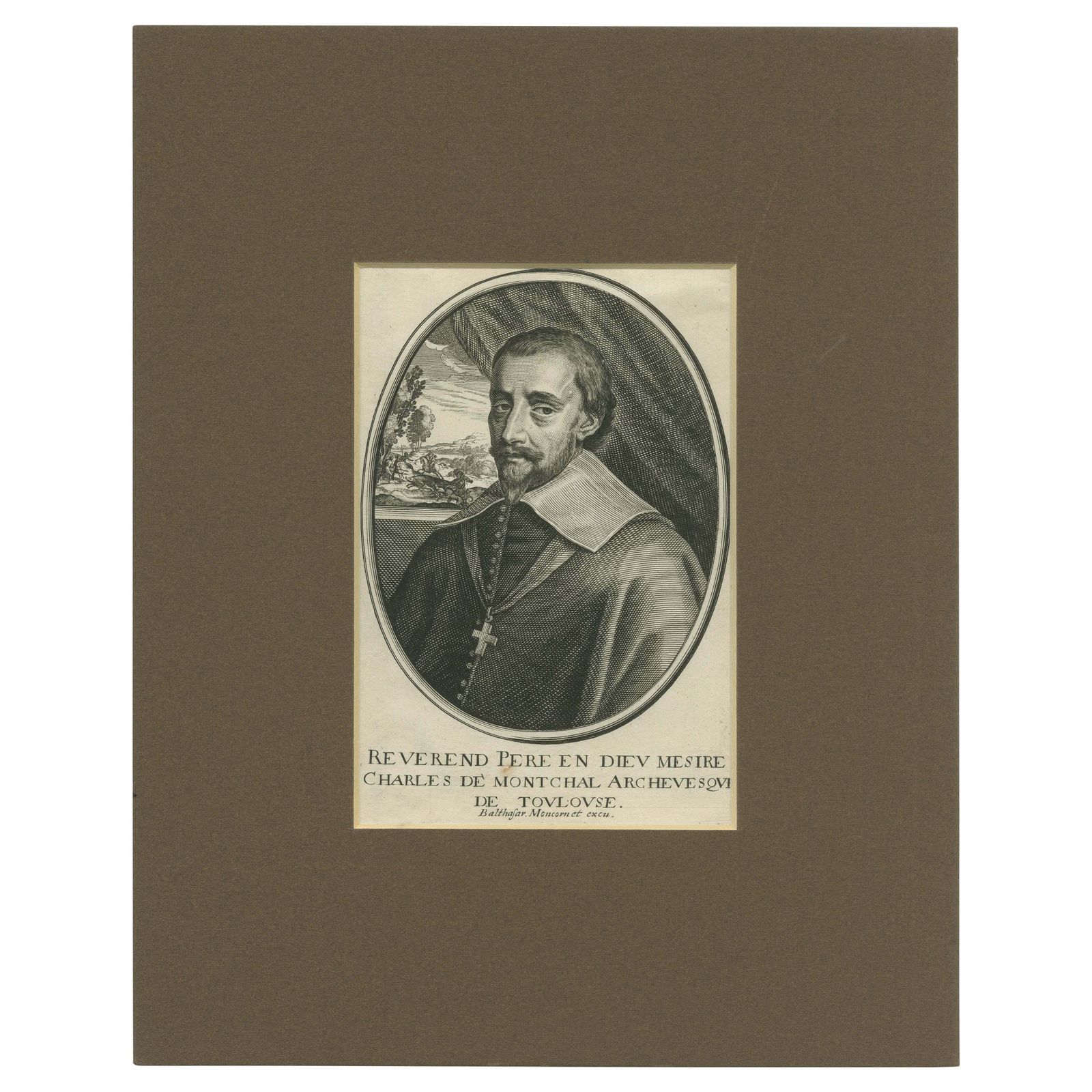 Antique Portrait Of Charles De Montchal, Archbishop Of Toulouse