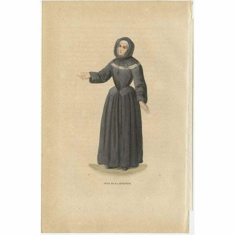 Antique Print Of A Sister Of The Congregation Of France, 1845 photo furniture