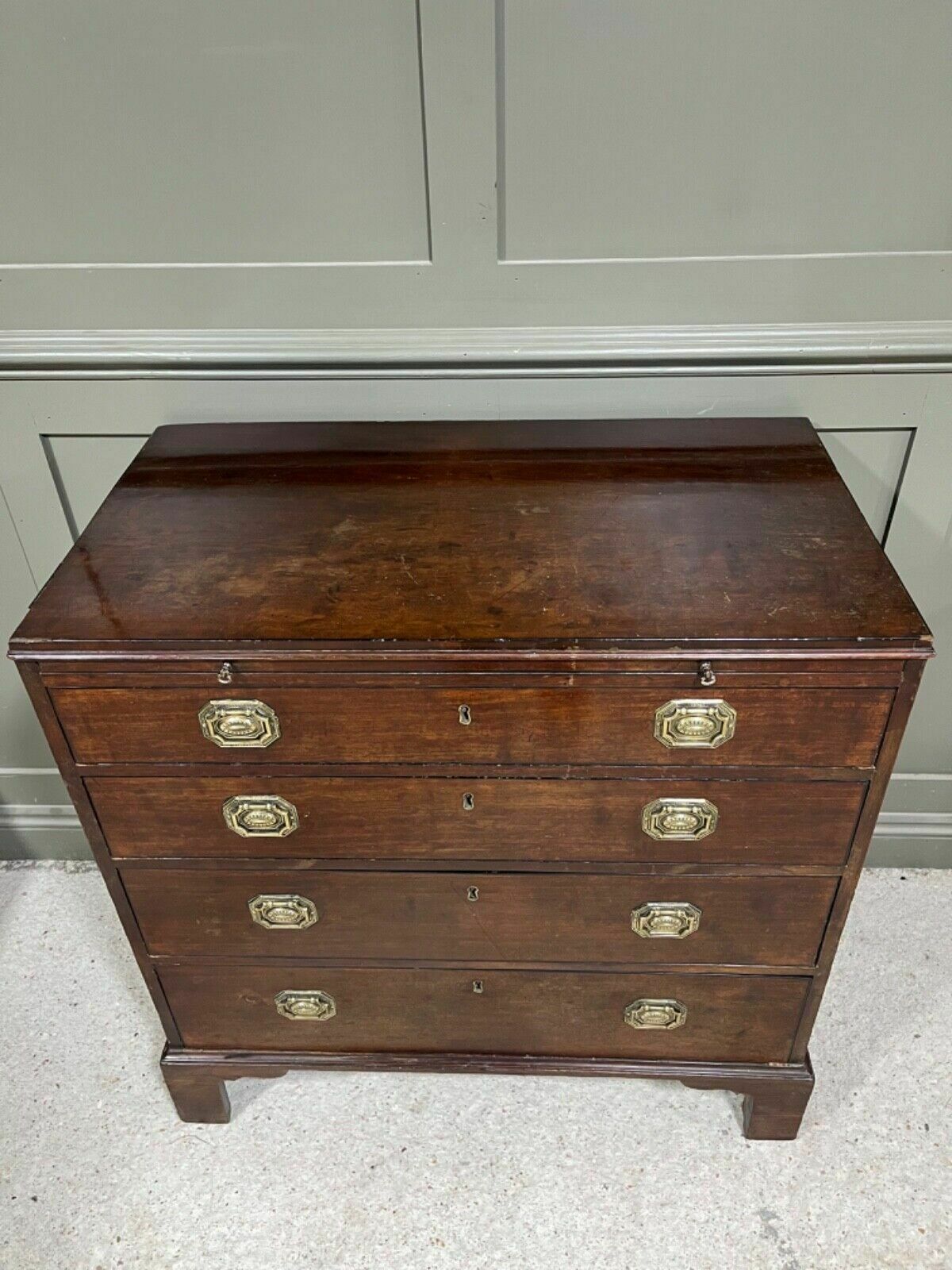 Antique Georgian Chest Of Drawers Small Chest In Cuban Mahogany W Writing Slide photo vintage