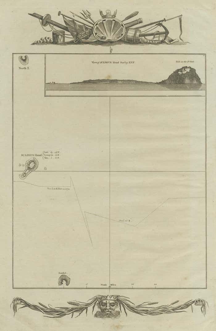 Antique Map Of The Islands Of Iwo Jima And Sulfur photo for sale