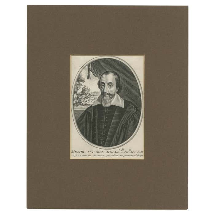 Antique Portrait Of French Magistrate Mathieu Molé